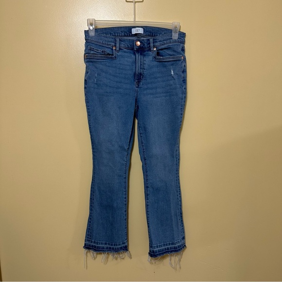 LOFT Denim - Loft Blue Flare Crop Jeans Women's Size 6 Raw Hem Ankle Denim